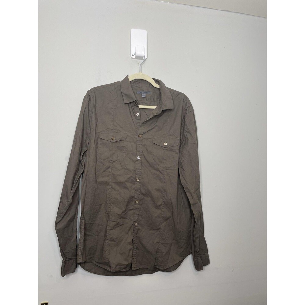 John Varvatos Shirt Mens Large Gray Long Sleeve Button Front Cotton Casual